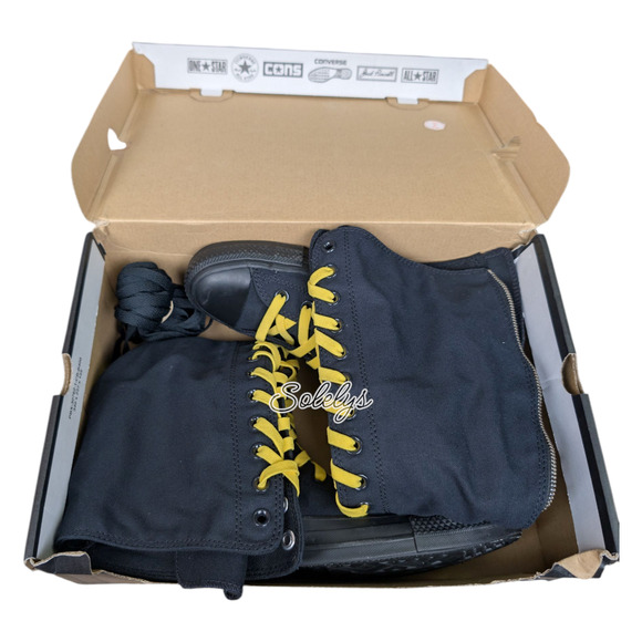Converse CTAS XXHI Black Yellow Custom Elastic Lace Knee High Sneaker Womens 8.5 - Picture 9 of 10